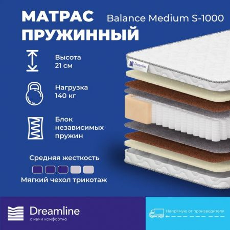 Матрас DreamLine Balance Medium S1000 (Баланс&nbsp;Медиум&nbsp;S1000)